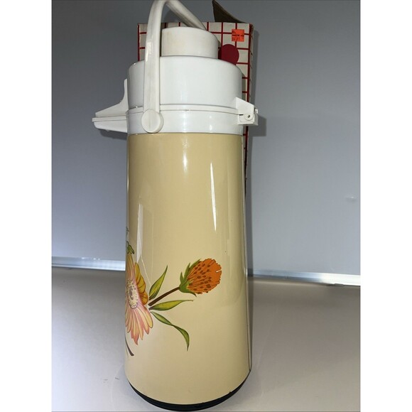 Kitchenettes Justen Air Pot Pump Dispenser Hot Cold Floral 1.9 Liter 1984 W/box - Picture 6 of 8